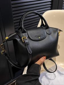 Women's Elegant Solid Color Handbag, Fashionable PU Leather Zipper Shoulder Bag for Daily Used, 25 fall&winter Casual Trendy Versatile High-quality Daily Commuting Bag