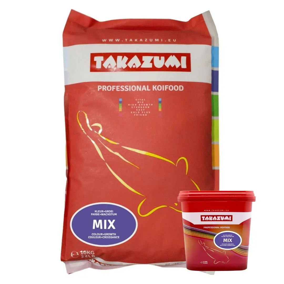 Takazumi Mix Premium Koi Fish Food  for Growth and Colour Enhancement - Floating Pellets for Clear Pond Water Maintenance