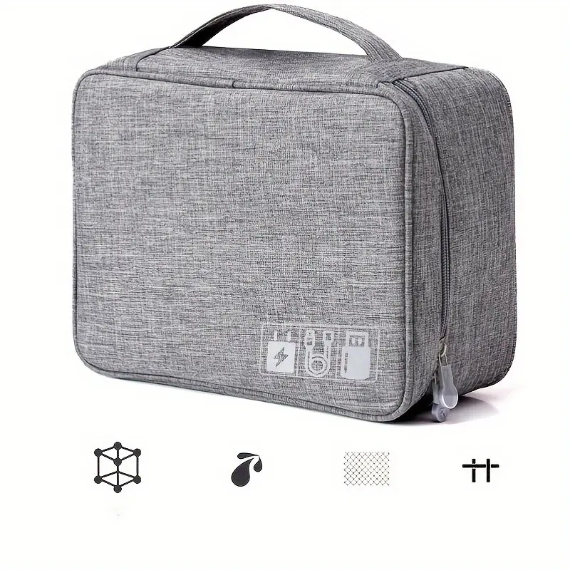 [Waterproof Electronics Organizer] Durable Waterproof Travel Electronics Organizer Bag - Adjustable Compartments, Mesh Pouches & Handle for Chargers, Phones, Laptops & Accessories, Blue 2