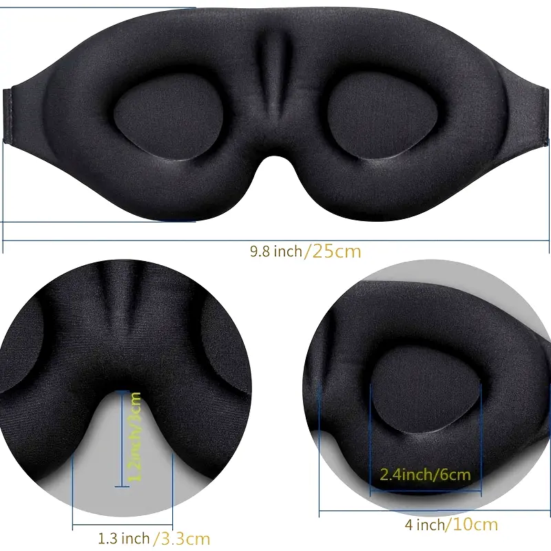 Ultra-Comfort 3D Contoured Sleep Mask for Men & Women - Soft, Light-Blocking Eye Shade with Adjustable Strap for Deep Sleep, Travel & Yoga Nap - Black, Fragrance-Free 0