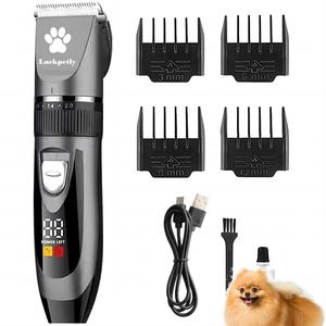 Electric Pet Clipper Set, Low Noise Pets Hair Grooming Kit Including Led Display Pet Hair Trimmer & 4 Adjustable Guard Combs & 1 Cleaning Brush & Charging Cable, Grooming Products