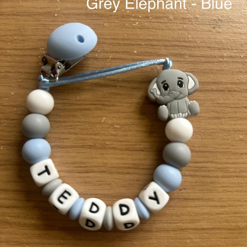 Elephant Charm Silicone Dummy Clip for Babies 4