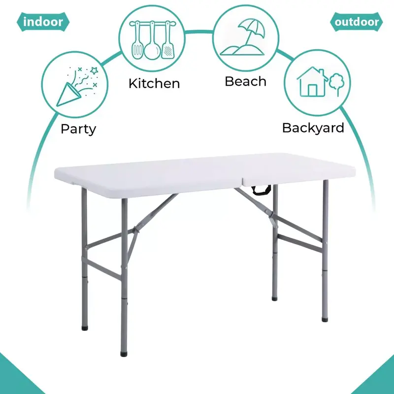 Heavy Duty Folding Trestle Table for Camping, Picnics, and BBQ Parties - 4ft, 5ft, and 6ft Sizes 5