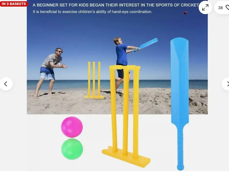 Cricket Bat Set Stumps & Balls Childrens Junior Outdoor Garden Play Plastic Toy 2