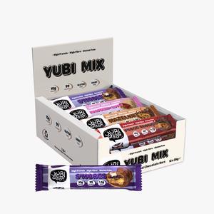 YuBi Bar Mix Variety Box 12 Pack - Protein Bars - 99 Calories, High Protein and High Fibre, Low Sugar, Gluten Free and Dairy Free Snacks with Milk, White and Dark Chocolate, Healthy Protein Bar, Selection Box,