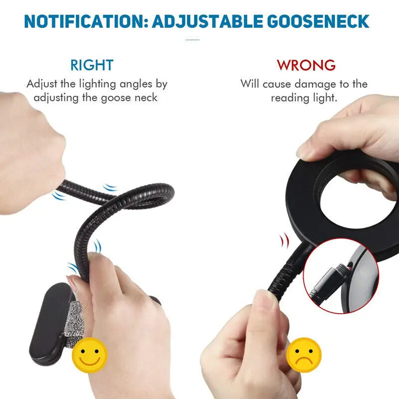 48 LED USB Clamp Clip On Desk Light - Flexible Bed Reading Table Study Night Lamp (3 Colors) 5