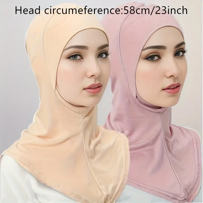 2pcs Thin Breathable Elastic Turban Cap - Hijab Cap Ramadan Hat Elegant Style Muslim Head Wrap Gifts For Eid 3