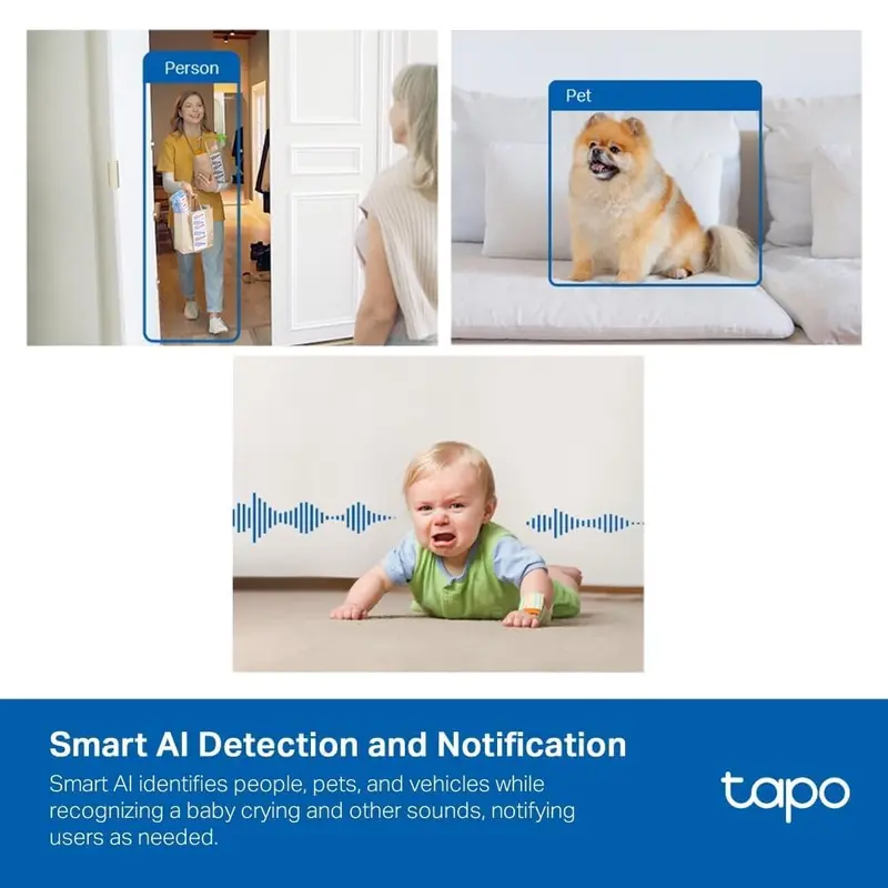 Tapo C125 Indoor Camera with Physical Privacy Shutter, 2K QHD Security Camera, No Monthly Fee, AI Detection, Pet & Baby Camera, CCTV, 2-Way Talk, 140° Wide FOV, Night Colour Vision, Magnetic Mounting 6