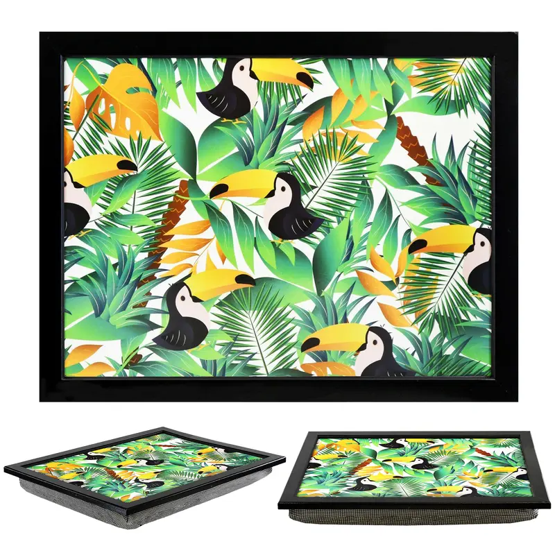 The Magic Toy Shop Lap Trays With Bean Bag Cushion Trays For Food Serving Tray Dinner Trays on Laps Food Trays For Lap Laptop Lap Tray With Cushion Lap Trays For Eating With Cushion (Tropical) 0