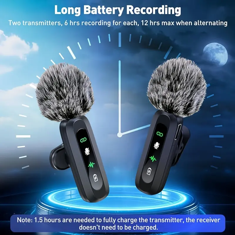Professional Wireless Lavalier Microphone System with Noise Canceling, USB-C Receiver, and Accessories – Perfect for Vlogging, Interviews, and Conferences, Vlogging Microphone | Wireless Audio System | Quality Noise Reduction, Wireless Microphone 1