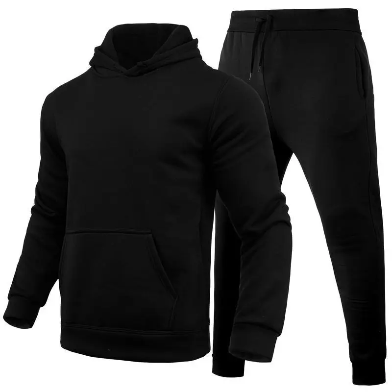 Spring and autumn solid color pullover sweatshirt sports suit hooded men's sports sweatshirt suit 5