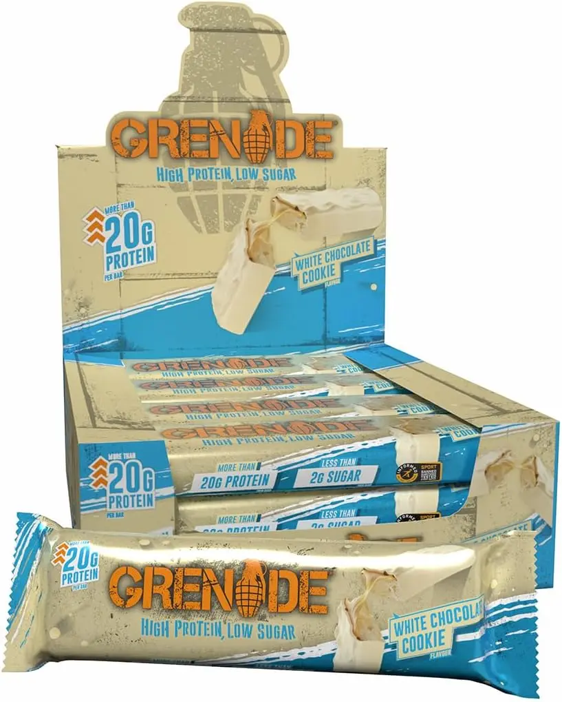 Grenade High Protein, Low Sugar Bar - White Chocolate Cookie, 12 x 60 g