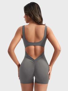 Women's Solid Backless Romper, Casual Comfy Sleeveless Skinny Romper for Daily Wear, Ladies Clothes for All Seasons, Activewear