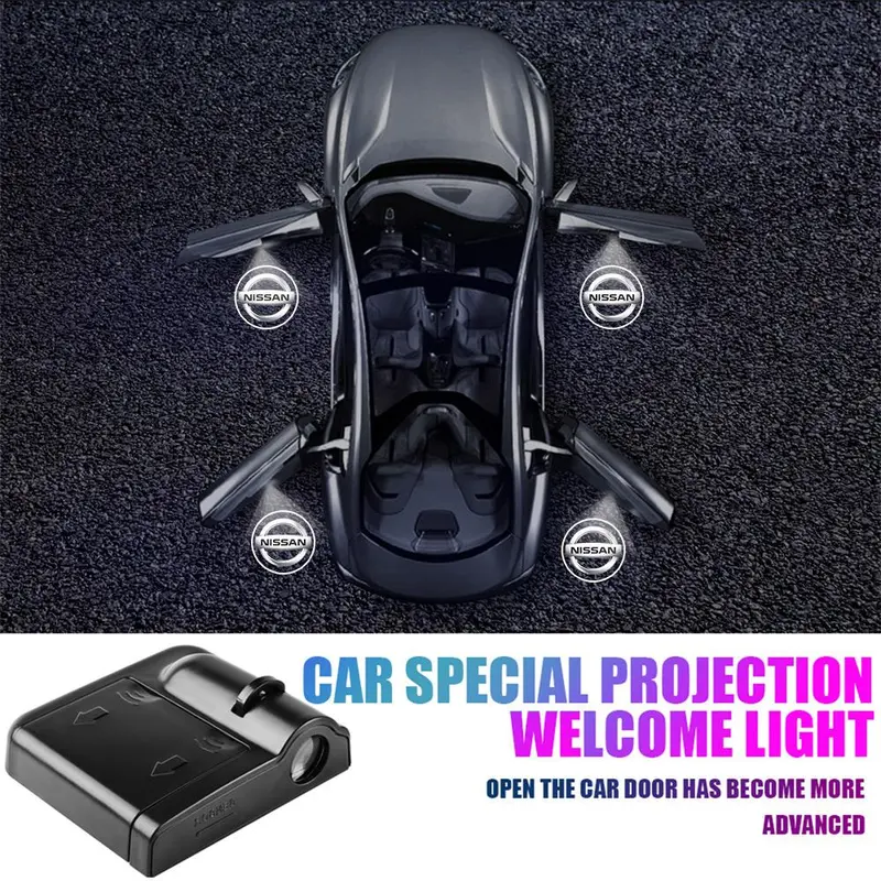 2/4Pcs Car Logo Projector Induction Lamp Side Door Welcome Light for Nissan X-trail Micra Juke Teana Qashqai Nismo Sylphy Leaf 0