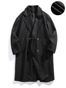 Men's Solid Double Button Pocket Lapel Coat, Loose Casual Long Sleeve Thickened Coat for Fall & Winter, Men's Clothes for Daily Wear