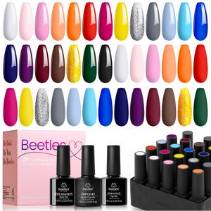Beetles 20 Colors Gel Nail Polish Set, 23pcs Neon Nude Orange Shades, Soak-Off UV LED Gel Polish Set with Base Coat, Glossy & Matte Top Coat, Ideal for Nail Art, Salon & Home DIY Manicure Lovers