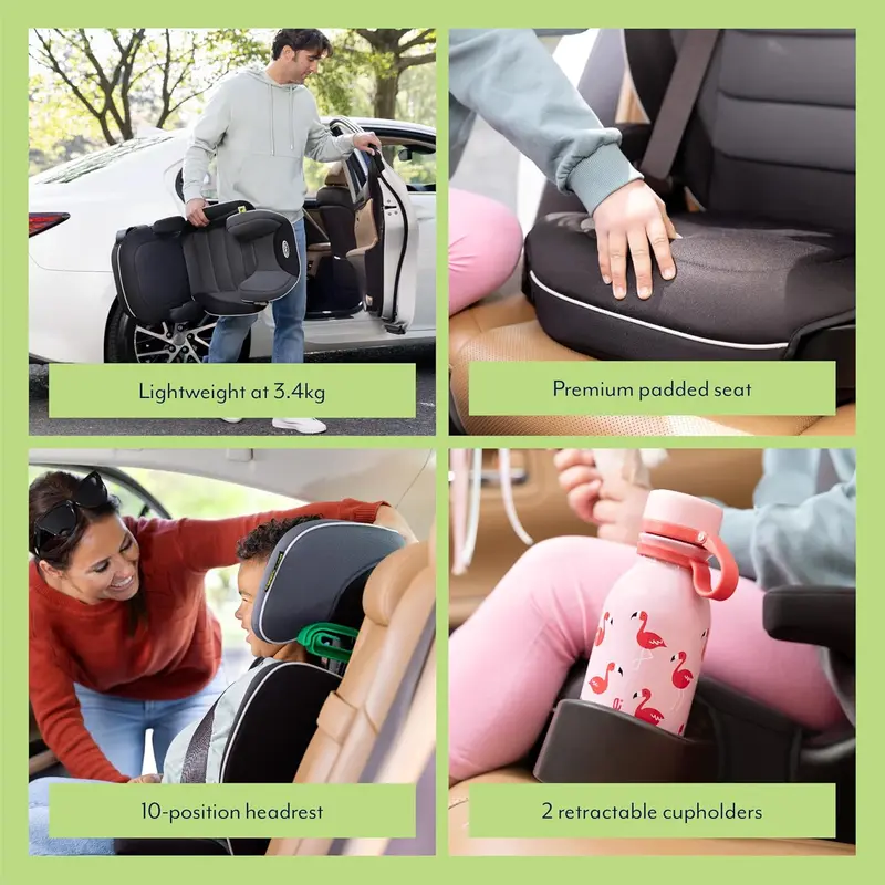 Logico L i-Size R129 Highback Booster car seat with cupholders, Suitable from 100-150cm (approx. 3.5 to 12 years), Midnight fashion 2