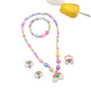 Buffetadorn Kids' Creative Resin Necklace Set - Rainbow & Candy-Colored Neckpieces|   Fun Children's Jewelry