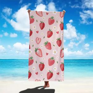 Strawberry Pattern Beach Towel, Soft Quick Drying Towel, Beach Towel for Camping, Surfing, Bathing, Outdoor Activities, Summer Beach Travel Essentials