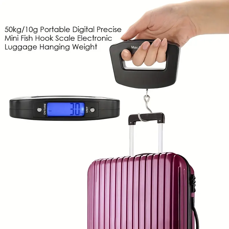 1pc Digital Handheld Luggage Hanging Scale, Mini Portable Electronic Scale with Backlit LCD Display, Travel Essentials 5
