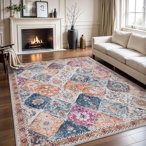 Vintage Floral Tie-dye Pattern Area Rug, 1 Piece Non-slip Soft Carpet, Decorative Rug for Home Living Room & Bedroom, Easy To Clean Decorative Rug, Unique Rugs