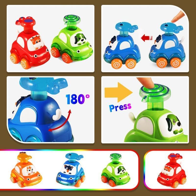 Animal Car Toys, Transparent Animal Cart, Press and Go Cars, Encourage Youngsters Crawling and Chasing, Toy Set, Perfect Gift for Youngsters, Random Color 5