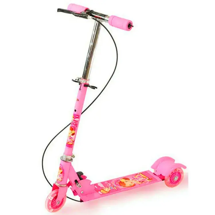 Teenage Kids Iron Scooter Kick Flash LED Brake 3 Wheel Push Adjustable Folding 1