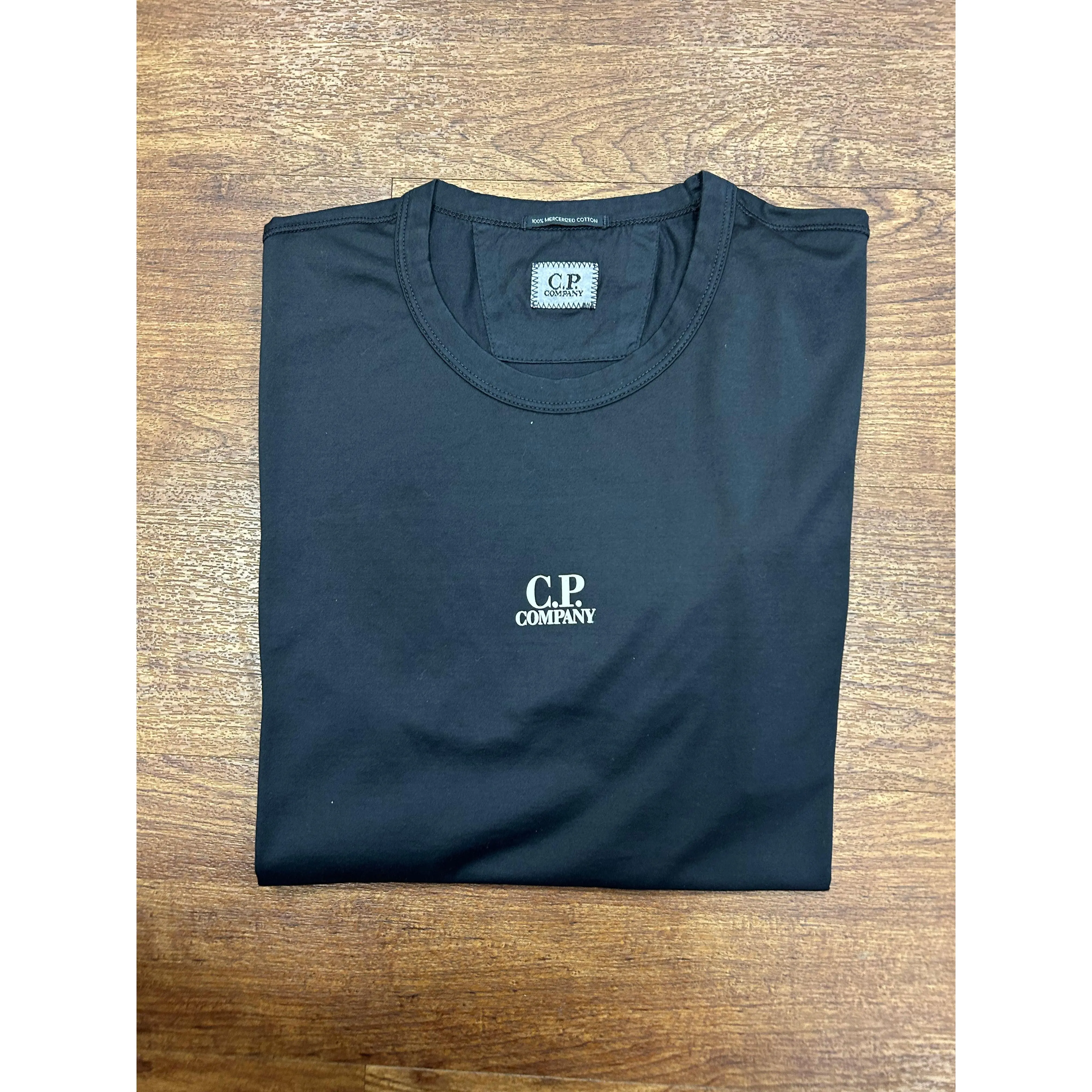 Cp Company Mercerized Cotton Central Logo T-Shirt In Navy