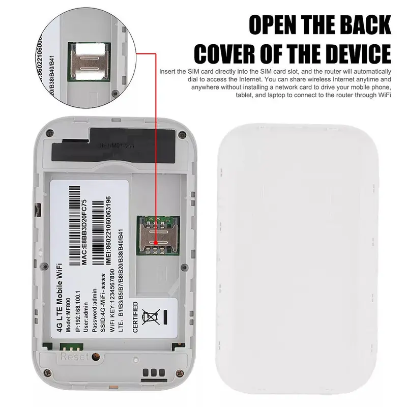 4G LTE Portable WiFi Router 5G Unlocked LTE LCD Display 150Mbps High Speed MiFi Hotspot with SIM Card Slot & USB Cable 8
