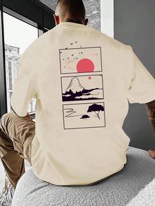 Men's Cartoon Graphic Print Round Neck Tee, Summer Outfits 2024, Summer Clothes Loose Casual Short Sleeve T-shirt for Summer, Men Clothing for Daily Wear