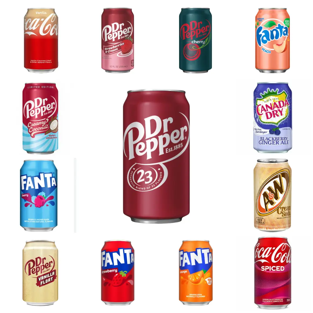 American Soda & Fizzy Drinks Variety Collection 12oz (355ml) - Assorted Flavors