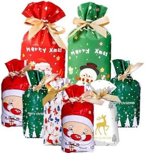 34 Pieces of Gift Bags in Various Sizes Christmas Drawstring Bags Christmas Party Gift with Ropes Suitable for Birthdays and Party 23cm/9.05in 15cm/5.9in 13cm/5.9in 13cm/13.8in