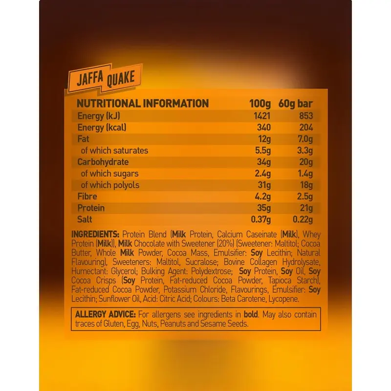 Grenade High Protein, Low Sugar Bar - Jaffa Quake, 12 x 60 g 7