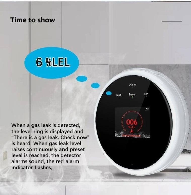 Wifi Gas Leak Detector for Home Natural Gas Leak Detector LCD Screen APP Alarm 1
