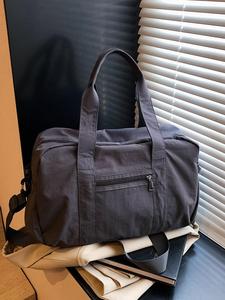 Solid Color Large Capacity Travel Bag, Casual Simple Travel Bag, Multi-pocket Zipper Travel Bag for Women & Men