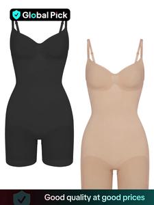 Women's Solid Scoop Neck Spaghetti Strap Shapewear Cami Romper, Casual Tummy Control Butt Lifting Shapewear Bodysuit, Ladies Clothes for Indoor Outdoor Wear, High Waisted Shapers, Shapewear Body Sculpting