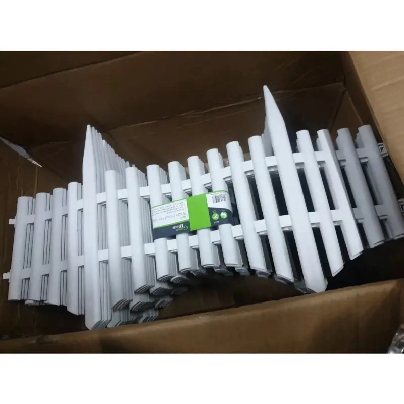 4 White Plastic Wooden Effect Lawn Border Edge Garden Edging Picket Fencing Set 3
