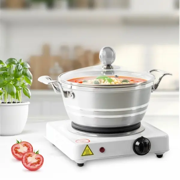 Single Hot Plate, Portable 1000W Electric Table Top Cooker Hob，5 Temperature Settings Induction Hob for Camping, Caravans & Travelling 1