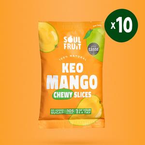 Soft Dried Keo Mango Slices (10 Bags) - Dried Fruit Snack - 100% Fruit - Natural Snack - Healthy Snack - No added sugar, high in fibre, 1 of your 5 a day