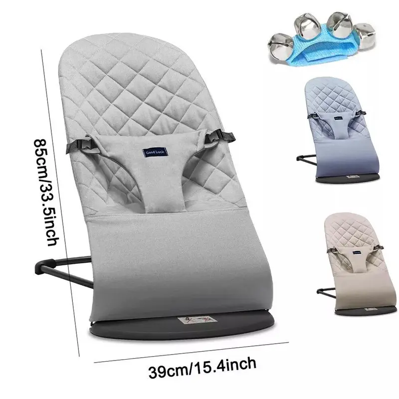 Newborn Baby Bouncer Balance Soft Durable Infant Chair Rocking Seat Foldable UK 8