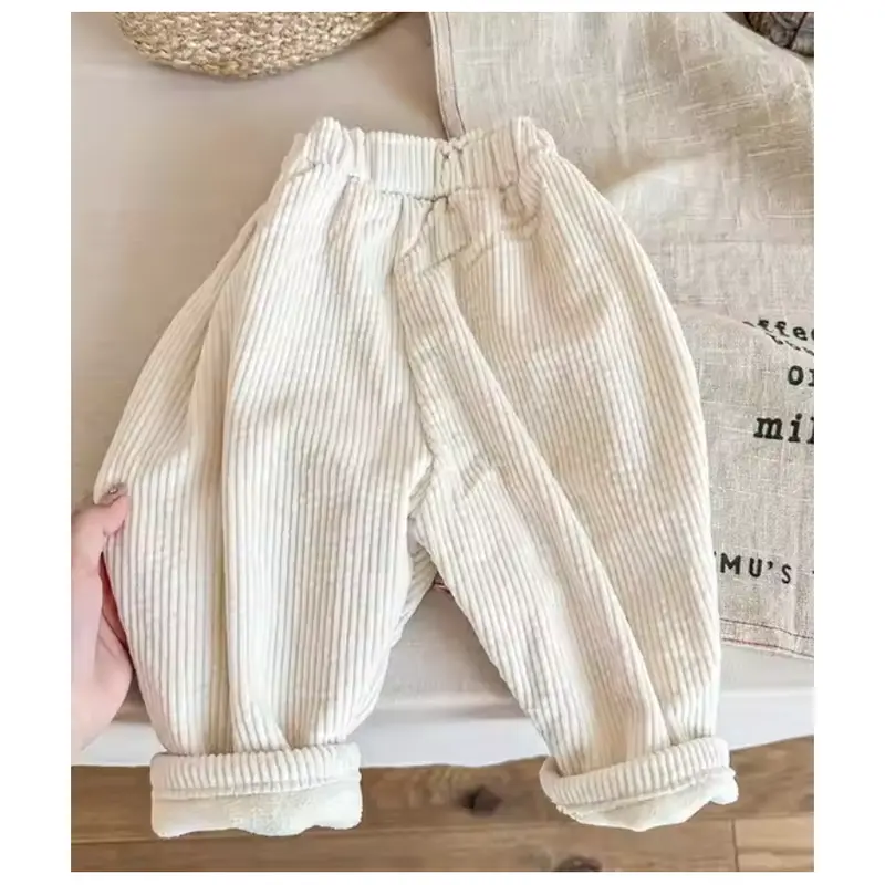 Corduroy Cotton Fleece Trousers - Vanilla 3