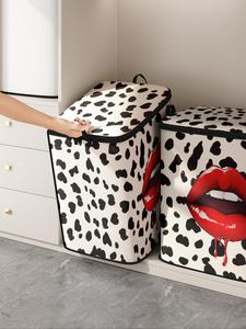 Lip Print Clothes Storage Organizing Bag, Large Capacity Clothes Storage Organizer, Collapsible Clothes Storage Bag with Zipper, Suitable for Blankets, Bedding