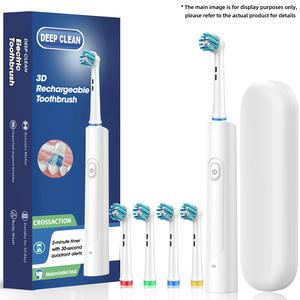 Electric Toothbrush With 4 Replacement Brush Heads, 1 Box Rechargeable Toothbrush With Travel Case, Oral Care Product