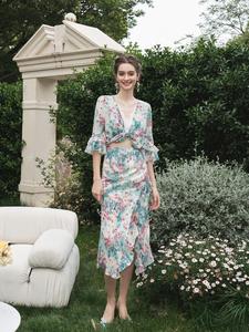 Vintage floral midriff dress