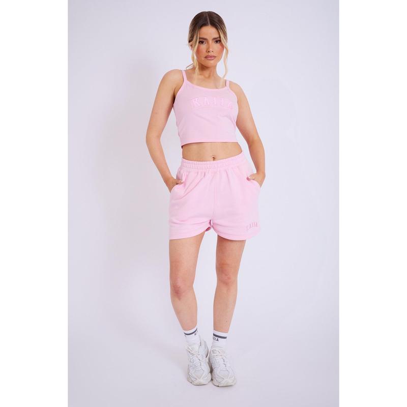 Kaiia Logo Sweat Shorts Baby Pink 6