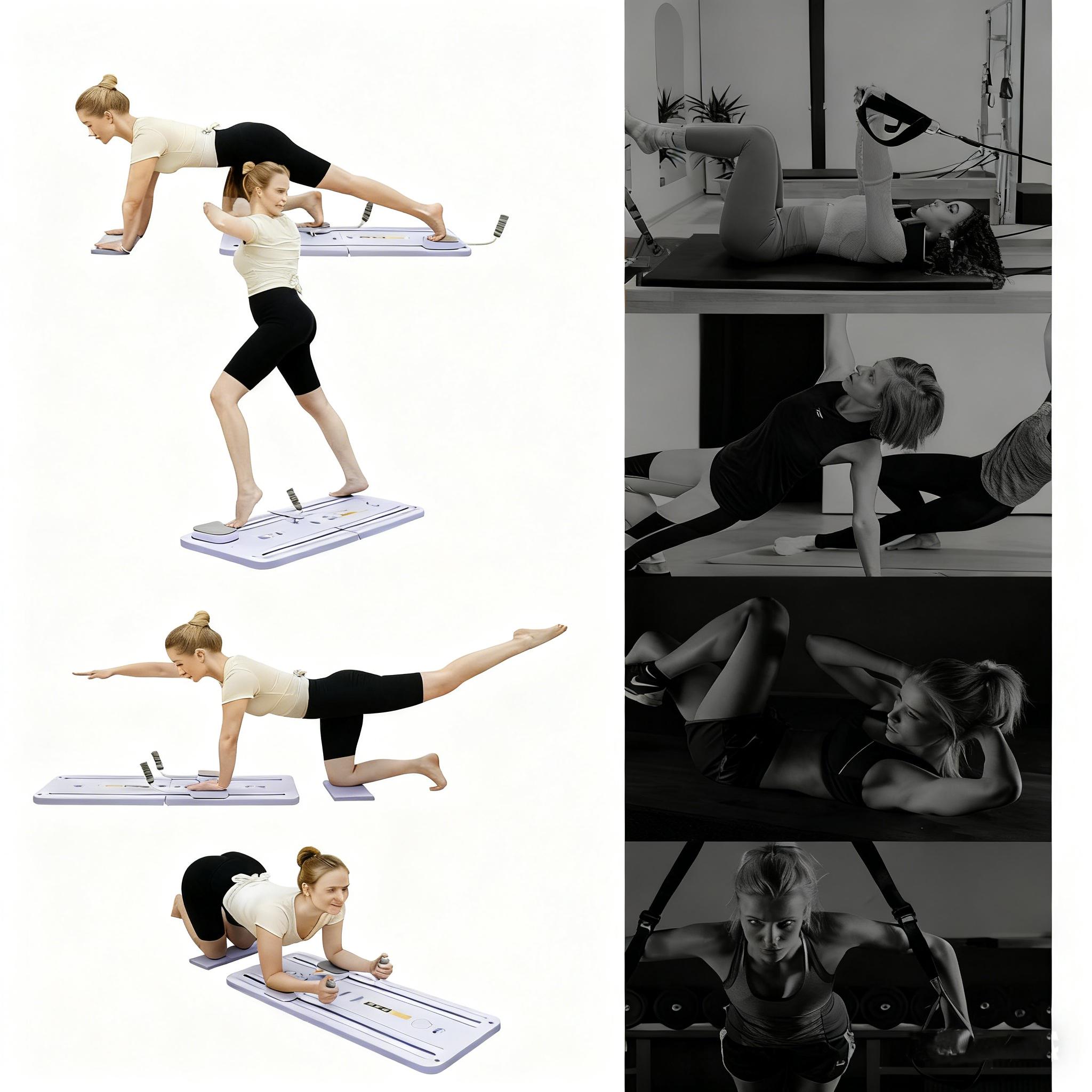 Pilates Board 5-in-1 Mit Ski-trainer, Widerstandsbändern Und Bauchroller_voghion.com
