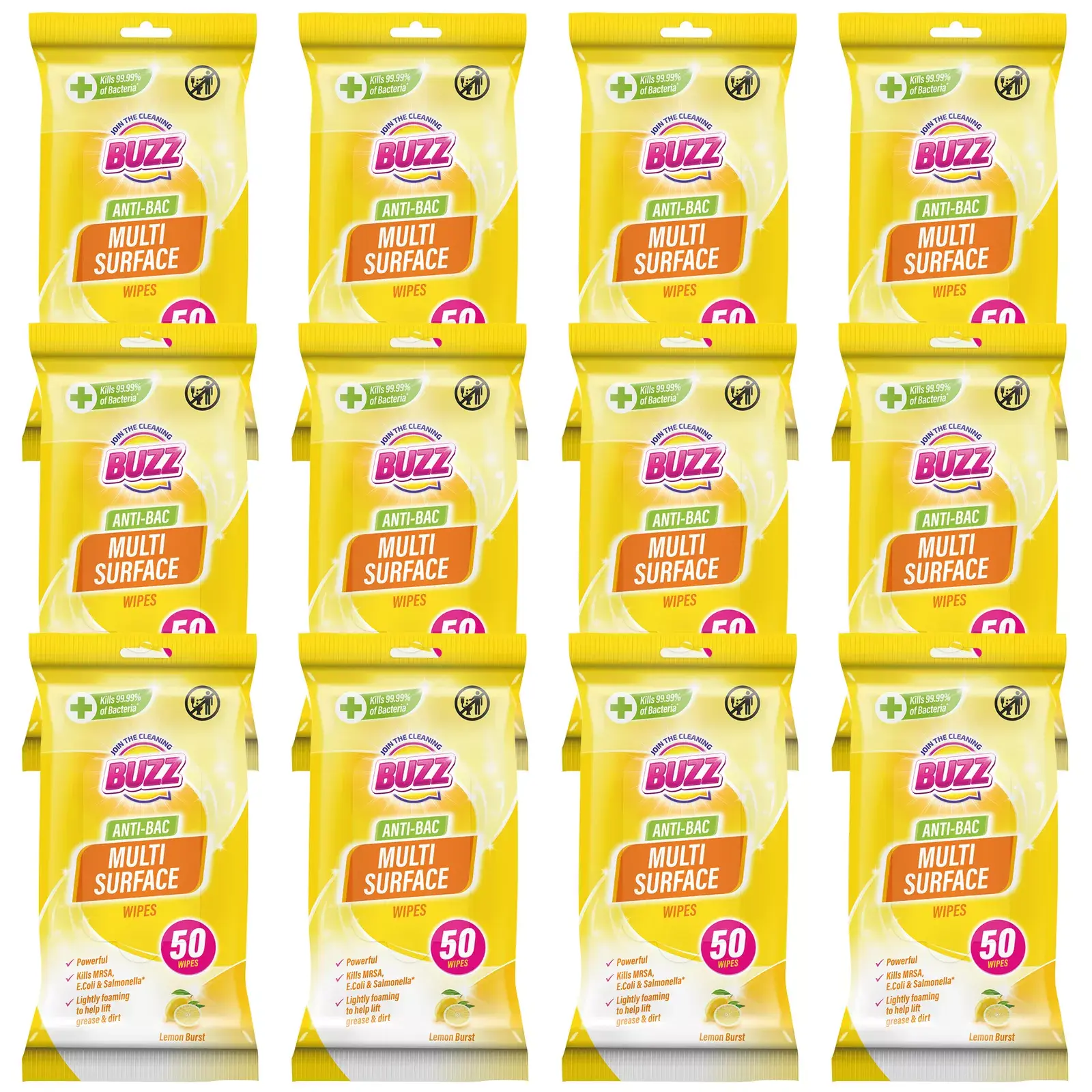 100-600 Antibac Surface Wipes Large | Lemon Mandarin Anti Bac Household Cleaning