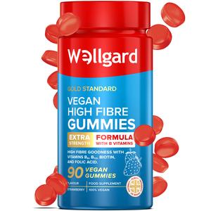 Wellgard High Fibre Gummies With Folic Acid, Vitamin B and Biotin, Vitamin Gummies, Gummies Women