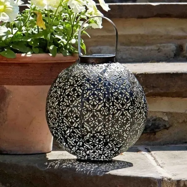 2x New Moroccan Solar Powered LED Hanging Garden Lantern Modern Garden Lighting 6