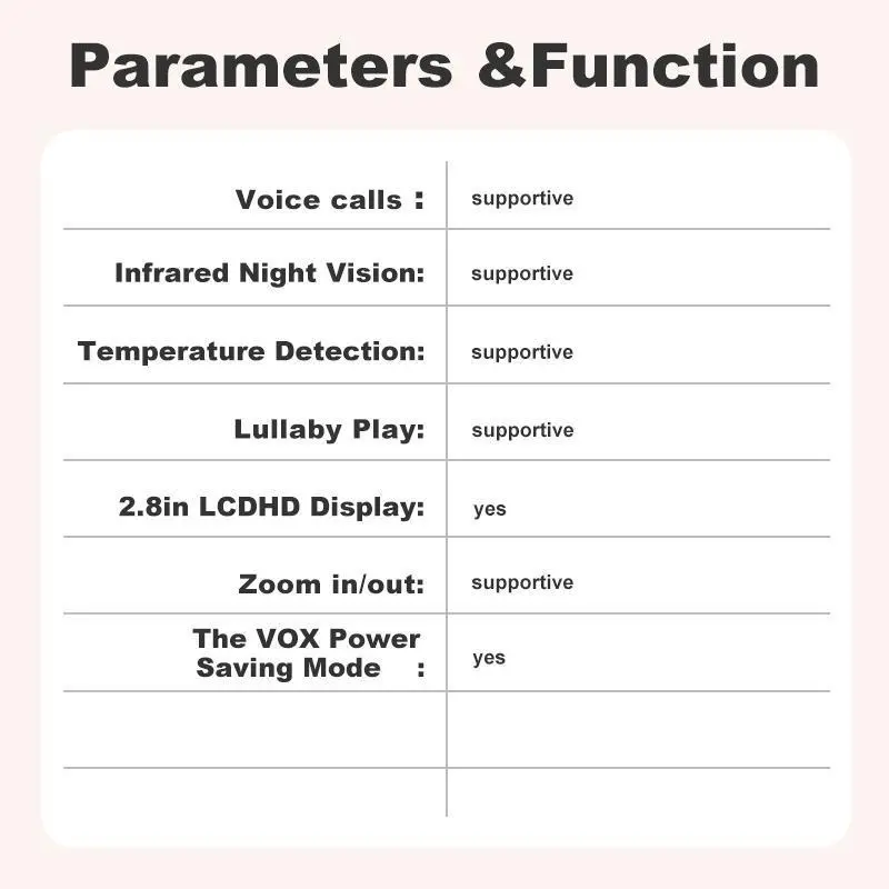 Baby Monitor With Night Vision, Voice Temperature Detection Baby Monitor, Crib Monitor With 2.8 Inch Screen, Infant Monitor With Night Light, Safe Baby Monitoring Instrument 8